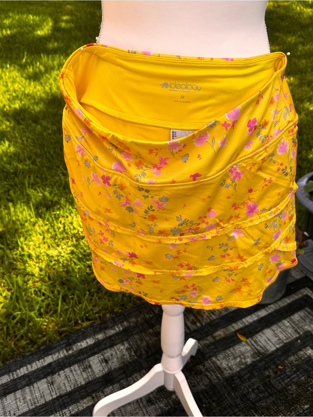 Ideology Yellow Floral Ruffle Swim Skirt